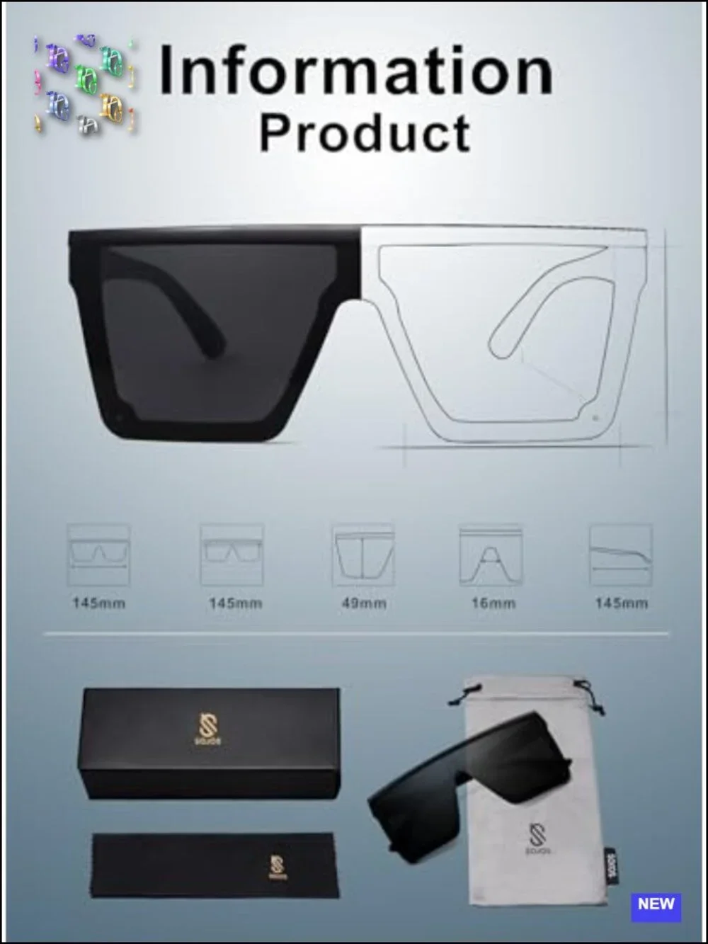 Square Sunglasses UV400 Protection PC Frames for Driving